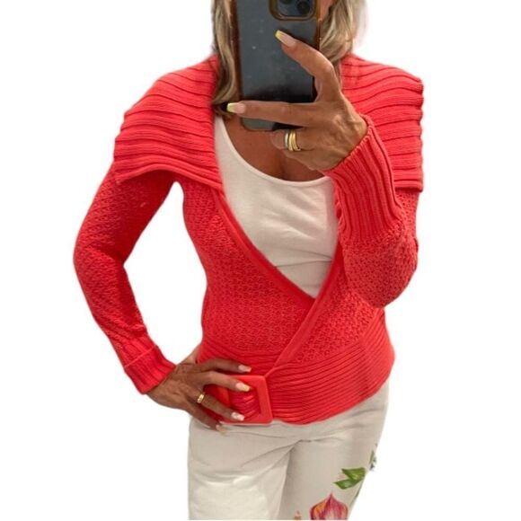 Cache Side Bucket Open Wrap Knit Cardigan.Size S - Picture 3 of 16